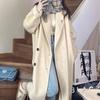 Fleece Women's Woolen Coat For Autumn And Winter New Korean Loose Medium Long Hepburn Style Woolen Coats Office Lady