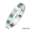 Luxury Waterproof Stainless Steel Five Leaf Flower Botanical Open Bangle Classic for Woman  Party Jewelry Gift Clover