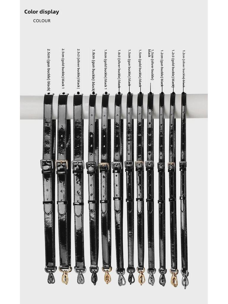 MHS-A-25 Черная блестящая лакированная сумка через плечо с регулируемым ремнем и пряжкой-шпилькой