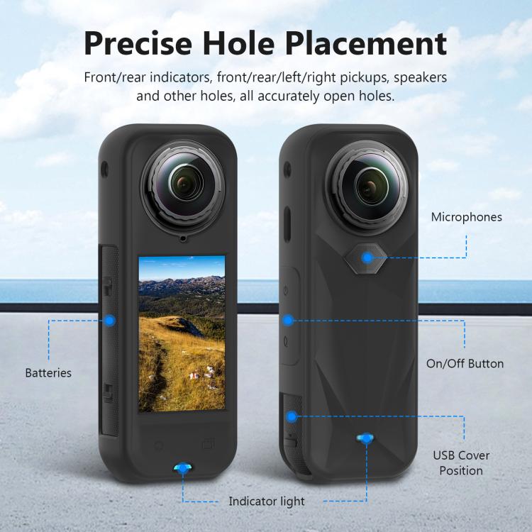 Для Insta360 X5 PULUZ Силиконовый Защитный Чехол с Крышкой для Объектива (черный)