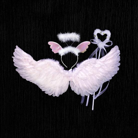 Косплей Крыло ангела Детский набор крыльев ангела с повязкой на голову и волшебной палочкой феи