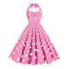 Женское винтажное платье 50-х годов в стиле ретро, ​​трапециевидной формы, без рукавов, с точечным принтом, контрастного цвета, эластичный бюст, повод для шеи, высокая узкая талия, открытая спина, длина до колена