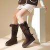 Длинные зимние сапоги женские новые зимние на толстой подошве бархатные теплые два способа носки с отворотом до колена хлопковые сапоги