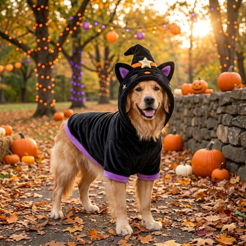 Soft Fabric Witch Hat Dog Hoodie Breathable Pet Cosplay Costume Spring Autumn