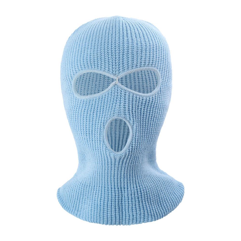 Winter Warm 3-hole Ear protection Embroidery White Knitted Full Face Mask Cover Cap Ski Mask Balaclava Pack for Men