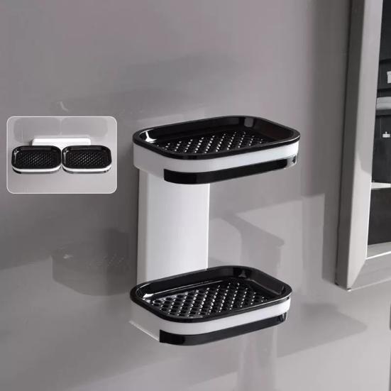 Мыльница Двухслойная Мыльница для душа с Сильной Присоской Легко Устанавливается Без Сверления Настенная Мыльница