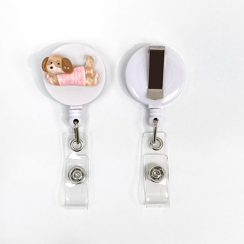Cute Animal Retractable Badge Holder for Healthcare Workers60cm Extendable ID Card Reel with Secure Clip Puppy Design for Nurses