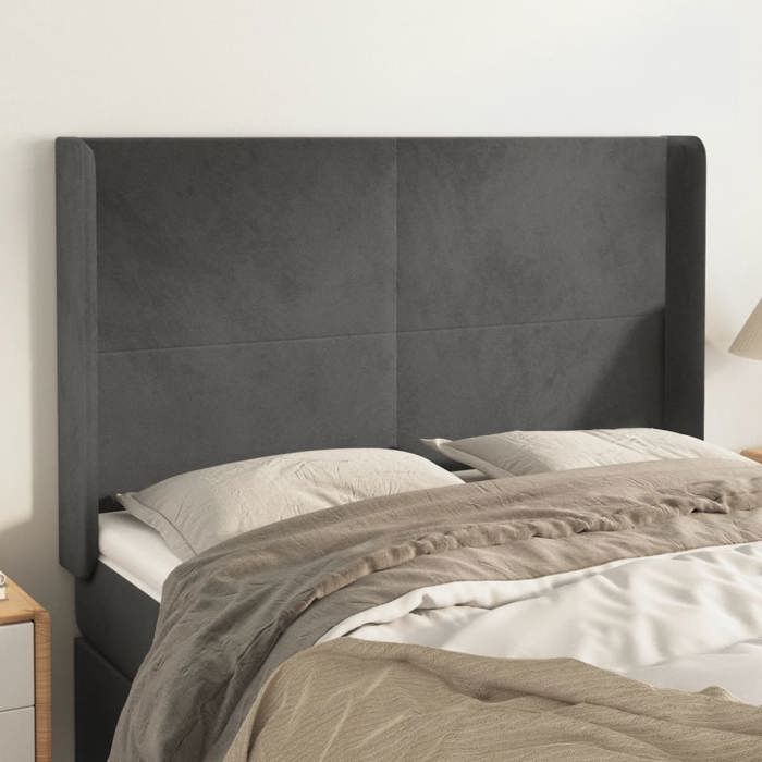 Maison Exclusive - Tête de lit avec oreilles Gris foncé 147x16x118/128 cm Velours