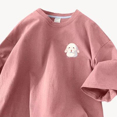 Хлопковая футболка с коротким рукавом Женская Летняя Большого размера Свободная Дизайнерская Нишевая Белая Майка