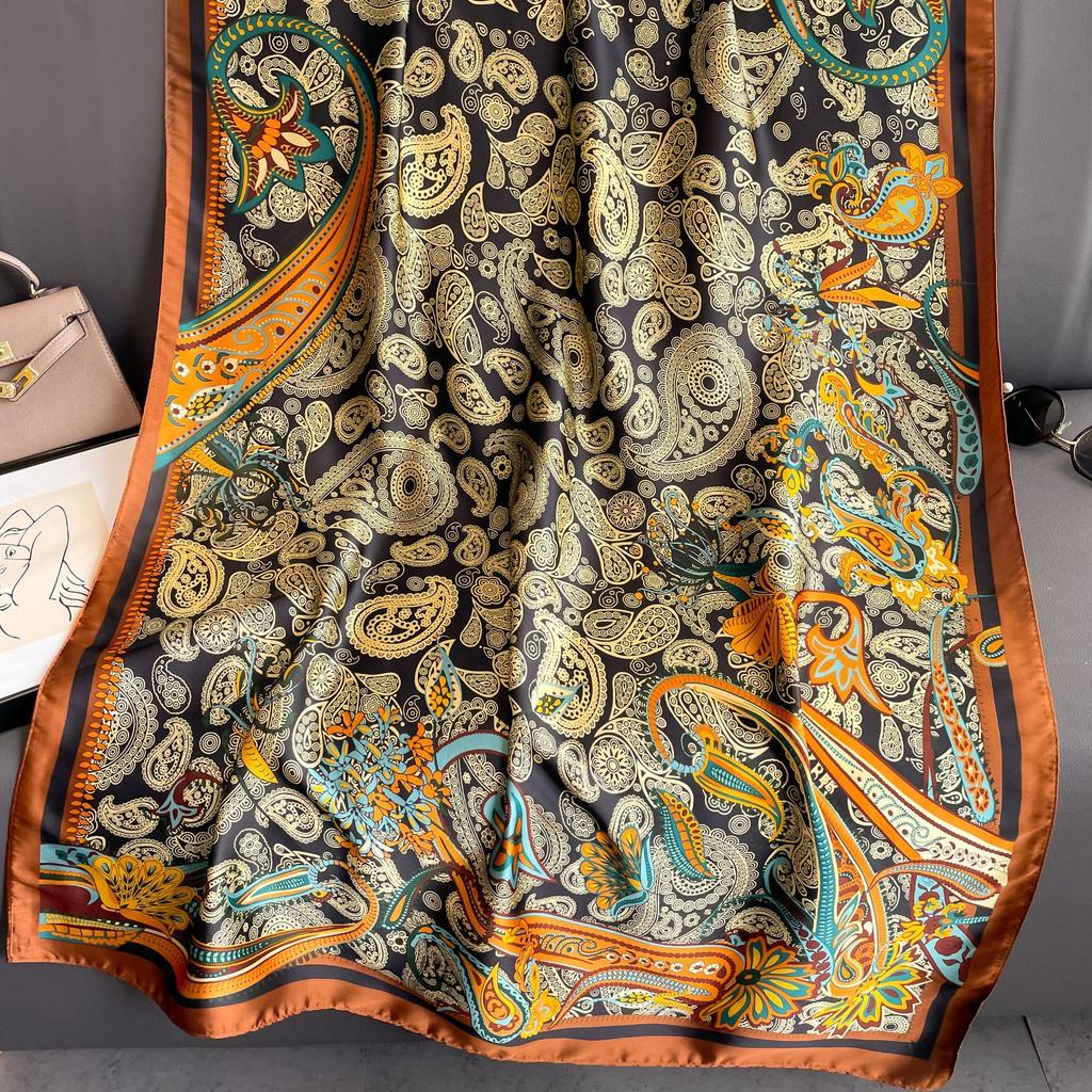 Шелковый шарф с принтом ботанических цветов, весна и лето, новый атласный шарф Li Jin, темпераментная женская шаль