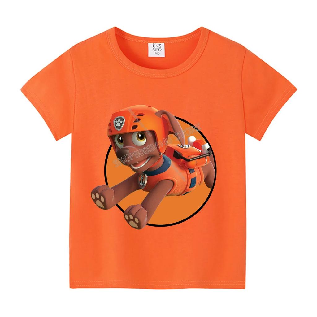 Paw Patrol T-shirt for Children Cartoon Chase Skye Clothes Boys Girls Anime Clothes Kawaii Summer Kids Round Collar Tee Top Gift