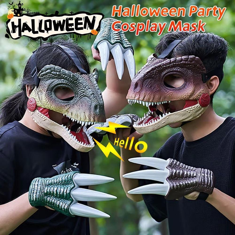 Movable Mouth Dinosaur Mask Headwear Sound Dinosaur Head Face Cover Carnival Party