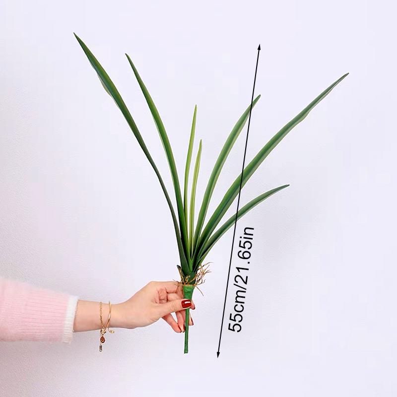 1 шт. Искусственный цветок, украшение торгового центра, мягкая резина, домашний декор, имитация зеленых растений, сделай сам, искусственные листья цимбидиума, пластик