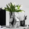 Luxury Morden Flowers Vase Home Decoration Silver Designer Vase Room Decor High-end Accessories Table Decoration Gifts
