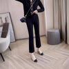 Maternity Pants Spring and Summer Outer Wear Large Size Fashion Elastic Thin Black Belly Support Small Nine-point Flared Pants Summer Wear