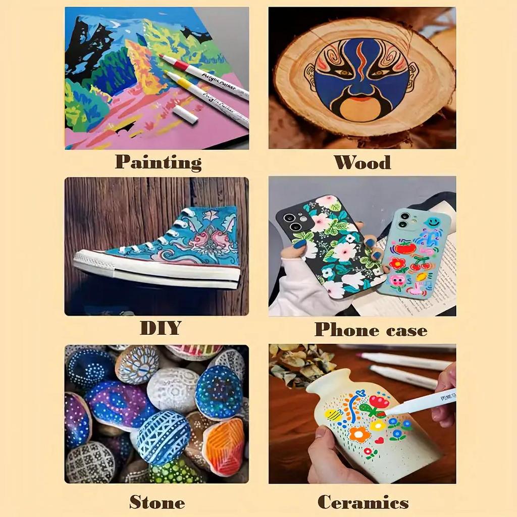 12/48Colors Acrylic Markers, Painting Tools Set, Perfect For Decoration