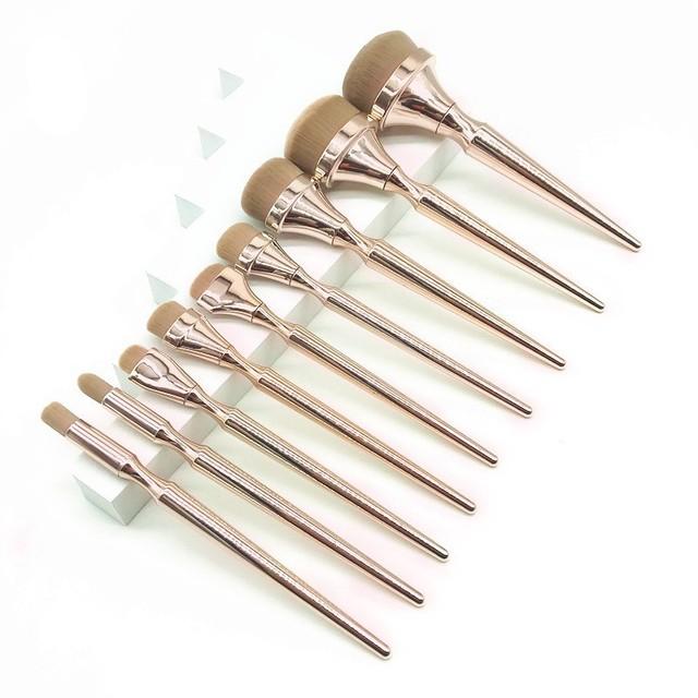 9Pcs Makeup Brushes Set Gold Handle for Foundation Powder Soft Fluffy Makeup Tools Cosmetic Powder Eye Shadow Foundation Blushes