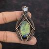 Azurite Malachite Pendant Rainbow Moonstone Pendant Copper Wire Wrapped Pendant Gemstone Jewelry For Gift Handmade Copper Wire Wrap Jewelry
