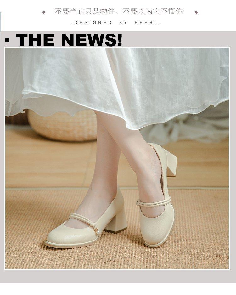 Французские туфли Мэри Джейн из маленькой кожи 2025 темпераментный сказочный стиль универсальные на толстом каблуке туфли на высоком каблуке женские одинарные туфли высокого класса юбка