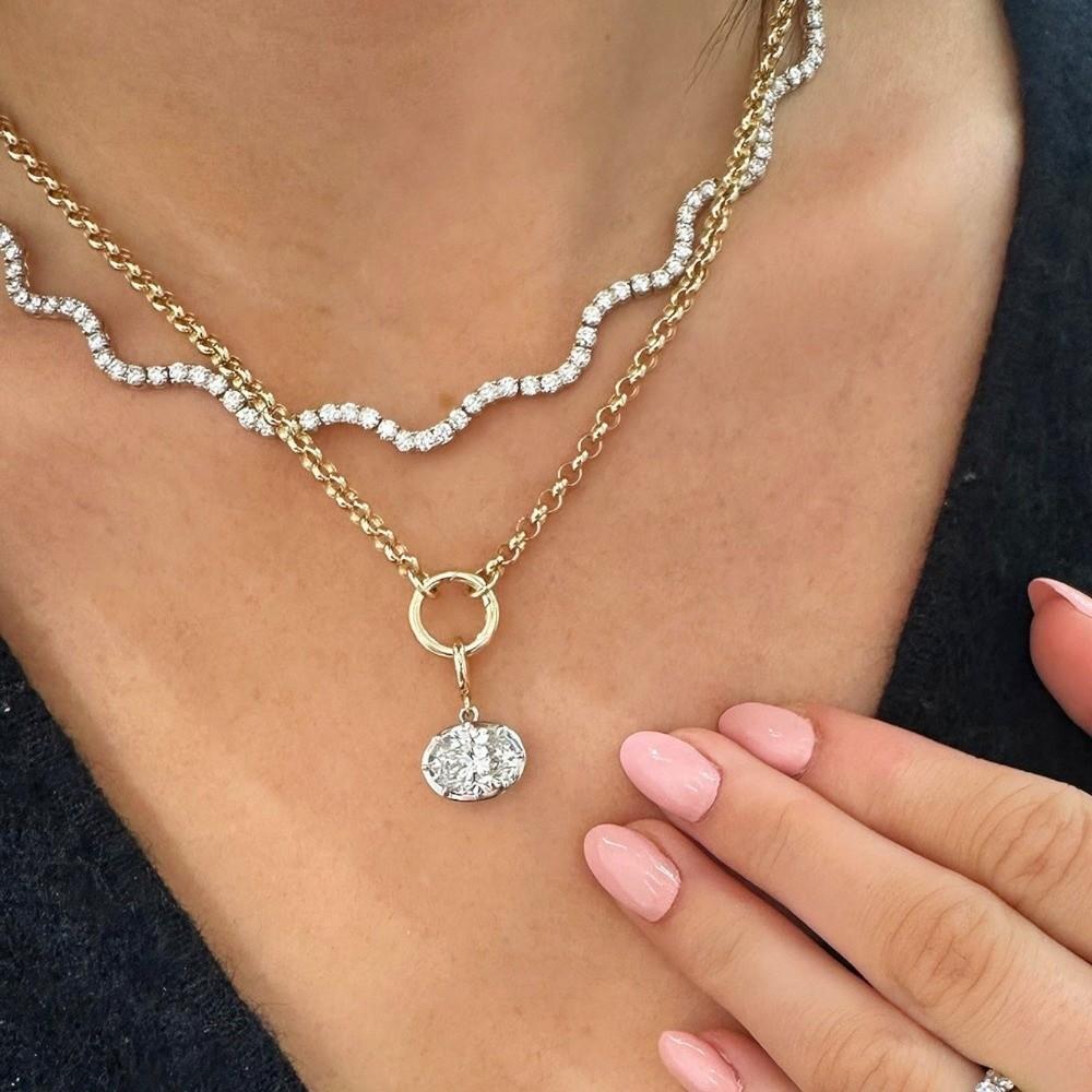 Necklace DIY Necklace Pendant High Permeability Geometric Zircon Pendant Hypoallergenic Nickel Free Elliptical Waterdrop Pendant