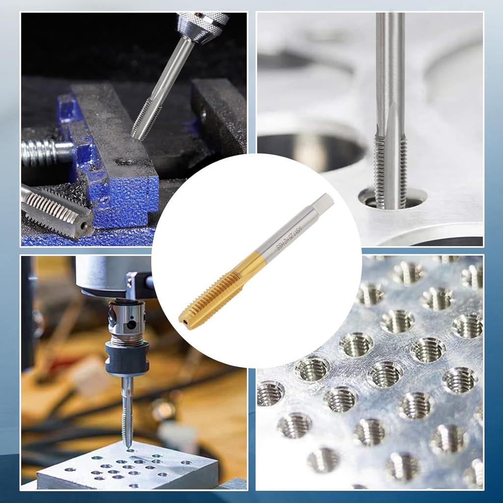 Metric M8 X 1.0 1.25 HSS Ti-Coated Straight Flute Thread Tap Titanium Coated Right Hand Straight Flute Screw Thread Machine Tap
