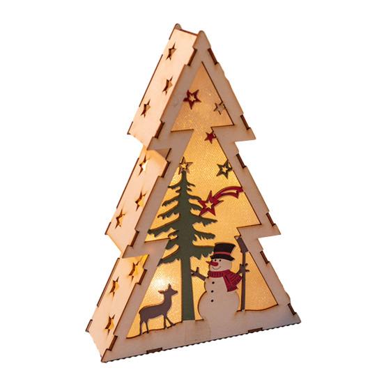 Рождественский деревянный подвесной кулон треугольный светильник Санта-Клаус Снеговик резной полый узор светодиодный светильник деревянное ремесло подарок детям