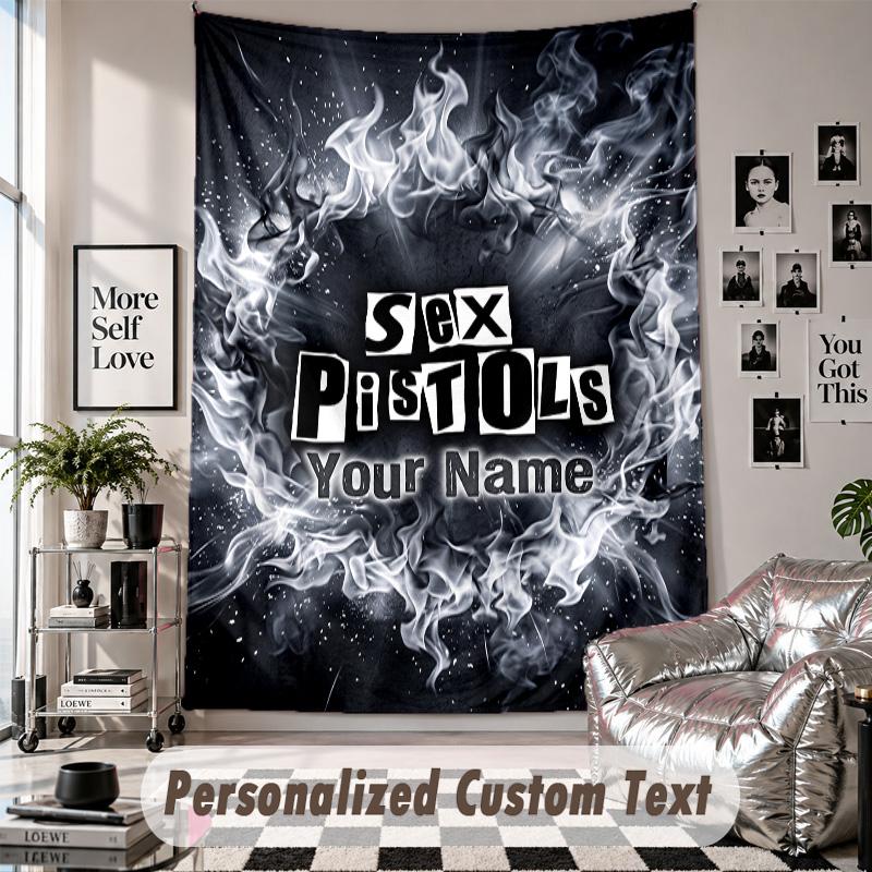 Wall Hanging Tapestry With Custom Name & Text, Sex Pistols Decorative Tapestry For Bedroom