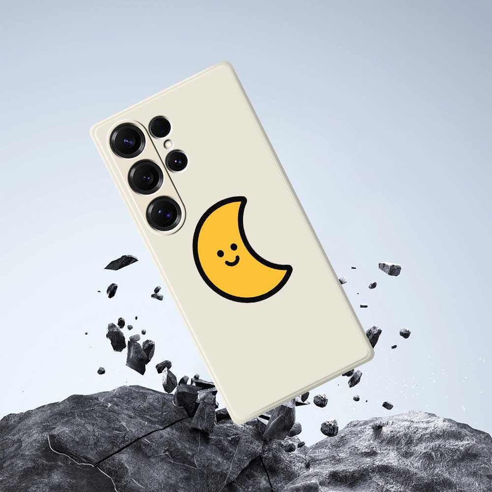 Чехол для Samsung Galaxy S25 Ultra Желтый Лунный Узор Печать Прямой Край ТПУ Задняя Крышка Телефона