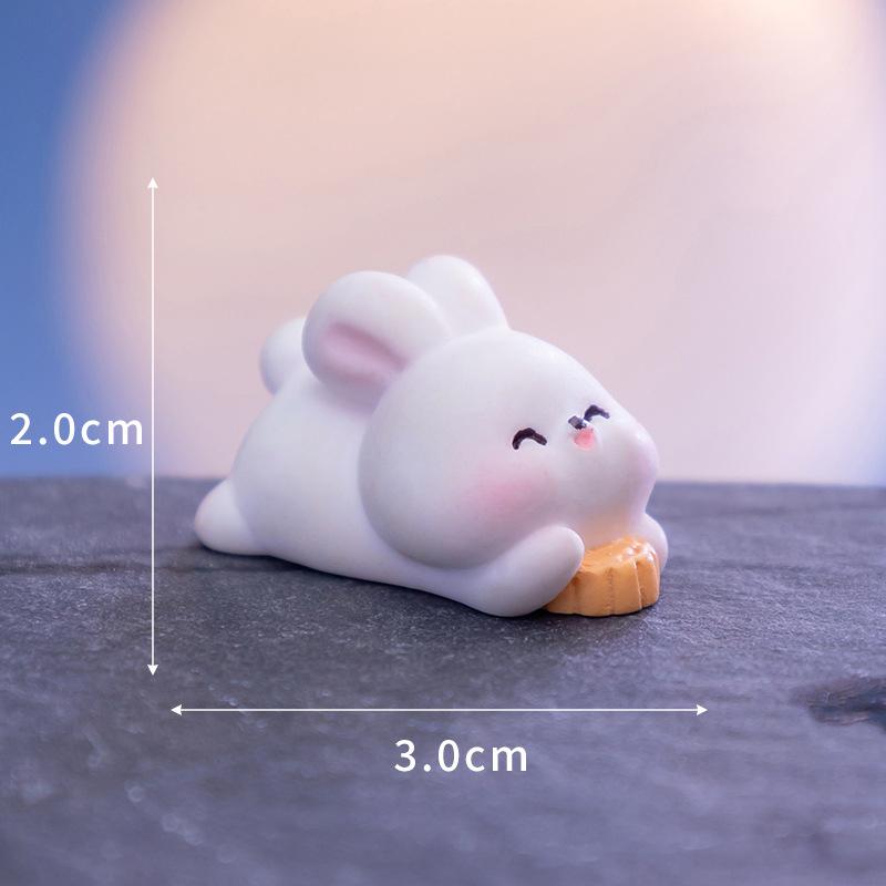 Мультяшный милый кролик на праздник середины осени, кукла, лунный пряник на праздник середины осени, настольные украшения, милый кролик, подарочный орнамент из смолы