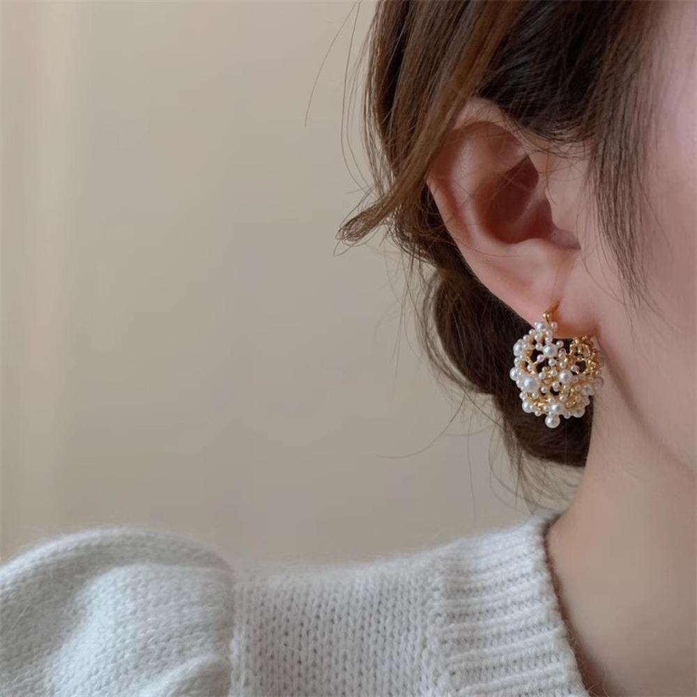 Personality Drop Earrings Pearl Ear Buckle Ear Hook Simple Pearl Earrings  Wedding