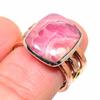 Натуральный родохрозит драгоценный камень двухцветное серебряное ювелирное кольцо 925 пробы S.7.5 m5w24