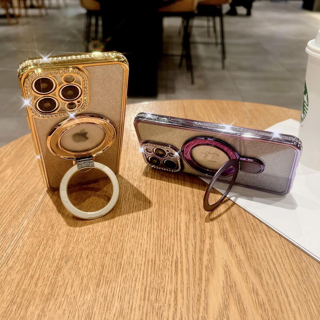 Подходит для чехла для телефона Apple 15, iPhone 14 Pro Max, Водный бриллиантовый блеск 13 Точка поддержки оборудования Магнитная подставка