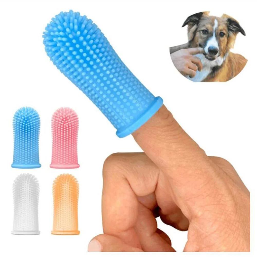 1 шт., силиконовая мягкая колючая напальчник для кошек, собак, зубная щетка для чистки зубов и рта щенка, щетка для чистки домашних животных