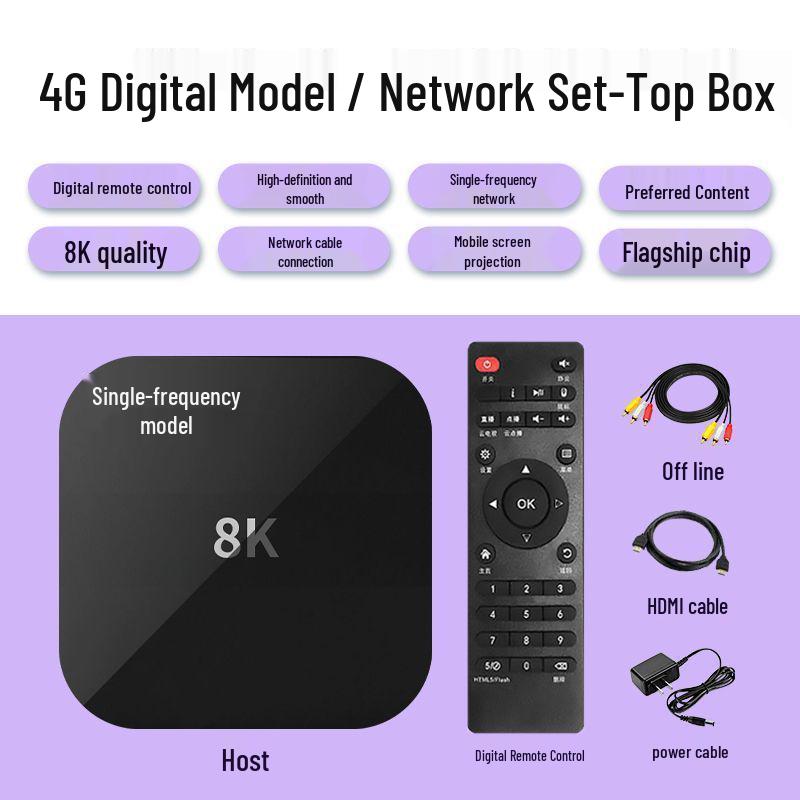2025 8K Wireless Network Set-Top Box with Screen Mirroring and Clear Play TV Functions