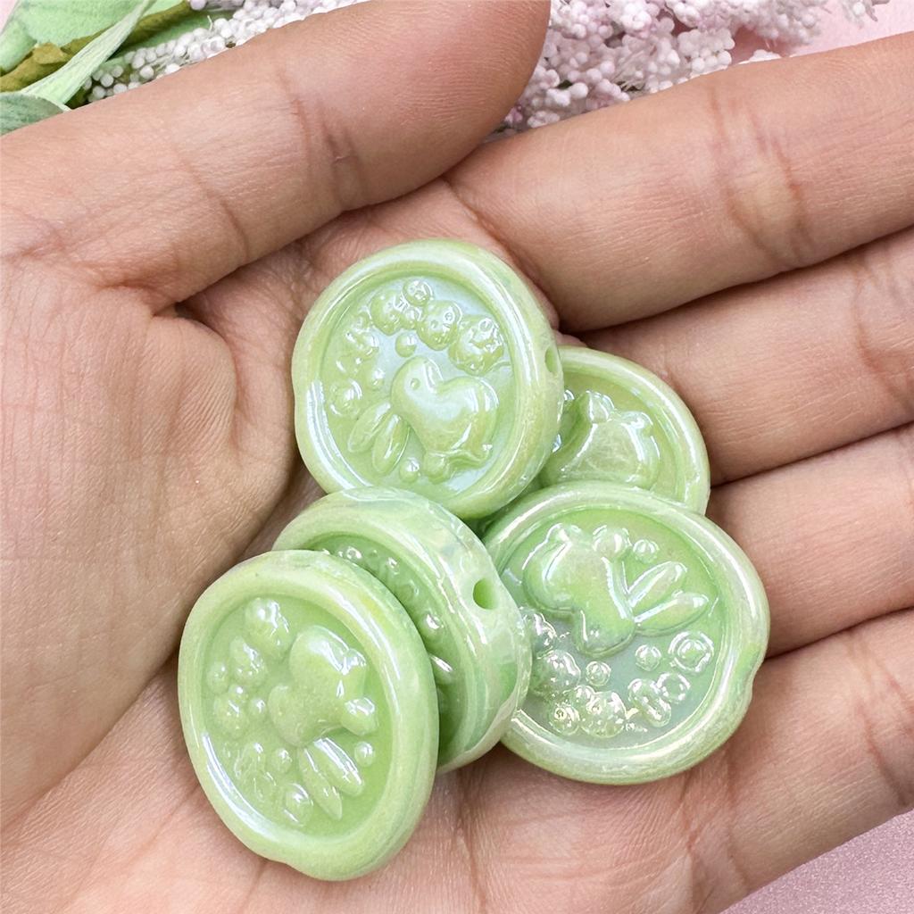 Hanmade 5Pcs 24*25mm Rabbit Geometry DIY Beads For Necklace Earrings Making Craft Acrylic Charms Jewelry Making Handmade Material Beading Accessory