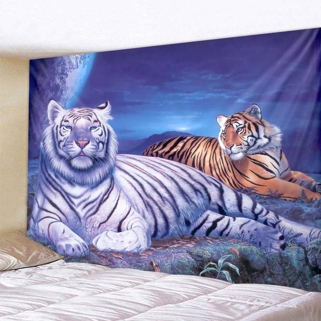 Фэнтезийный гобелен с животными, лесной тигр, украшение для дома, настенный подвесной богемный гобелен для гостиной, спальни, эстетика, украшение комнаты