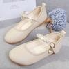 Детские кожаные туфли Белый жемчуг Туфли принцессы на низком каблуке Модные простые Подиумные жемчужные туфли