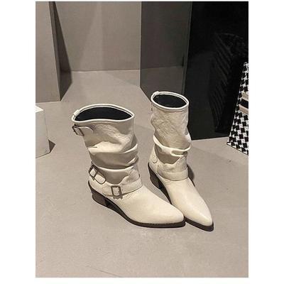 Модные Универсальные Удобные Повседневные Ботинки Мартин Женские Осенне-Зимние Новые Остроносые На Толстом Каблуке Женские Ботинки-Чулки Средней Длины