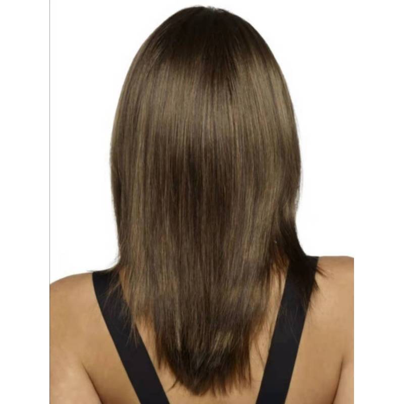 Синтетические длинные парики с челкой, прямые парики боб для женщин, коричневый блондин, повседневное использование, парики для косплея, натуральные искусственные волосы, термостойкий парик