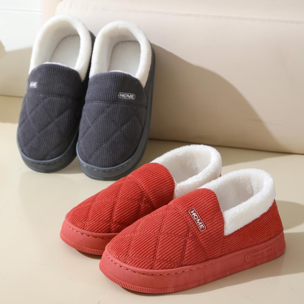 Простые однотонные тапочки, повседневная и удобная обувь с плюшевой подкладкой, удобные домашние тапочки