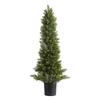 Artificial Topiary Cedar Trees, 2 Set 914mm Faux Pine Shrubs Plants, Fake Silk Tree Look Real, Easy Assembly for Decor Front Porch Outdoor Patio