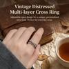 Vintage Retro Ring Multilayer Cross Design Open Band For Personalized Style