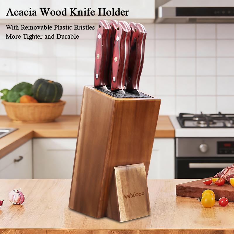 WXCOO Дамасская сталь Лазерный узор Шеф-нож Тесак Сантоку Ножи Держатель для кухонных ножей Многофункциональный блок для кухонных ножей
