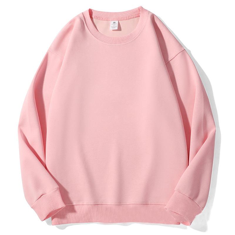 Heavyweight Crewneck Sweatshirt Unisex Drop Shoulder Cotton Blend Solid Color Loose Pullover