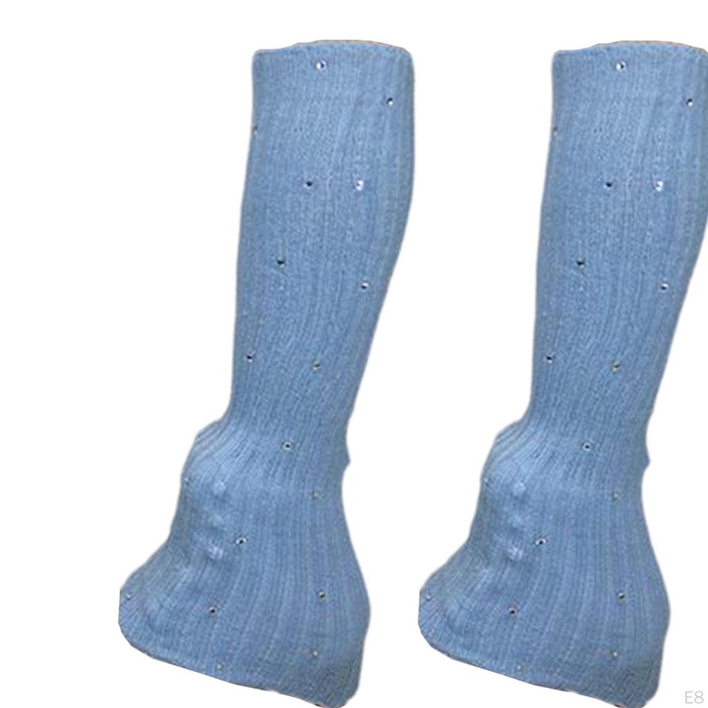 Figure Skating Leg Warmers Socks Decoration Over Knee with Rhinestone Knitted Long