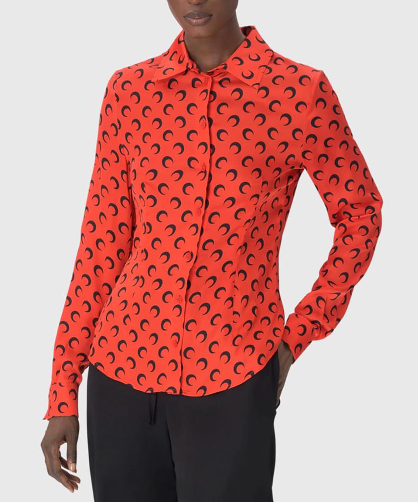 MARINE SERRE (W) Moon Satin Shirt Blouse Red Moon Satin Shirt Blouse Rd10 Red