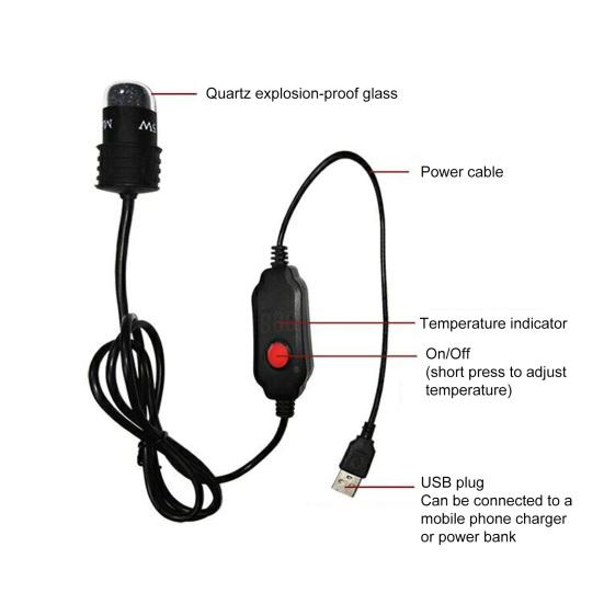 Нагреватель для аквариума, длительный срок службы, USB-цифровое напряжение 5 В, мини-контроль температуры, никель-хромовая проволока, термостат для аквариума, нагревательный стержень для личного использования