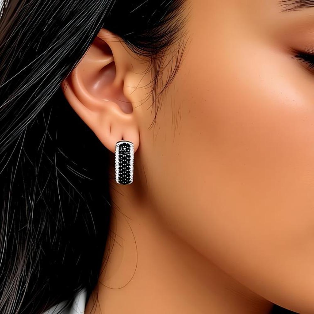 Black Awn Черные изысканные женские серьги-кольца