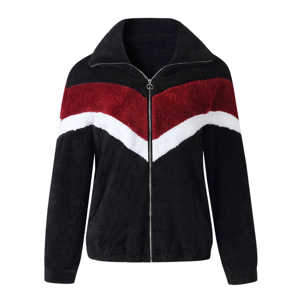 Женская осенне-зимняя модная плюшевая куртка-кардиган на молнии с длинными рукавами
