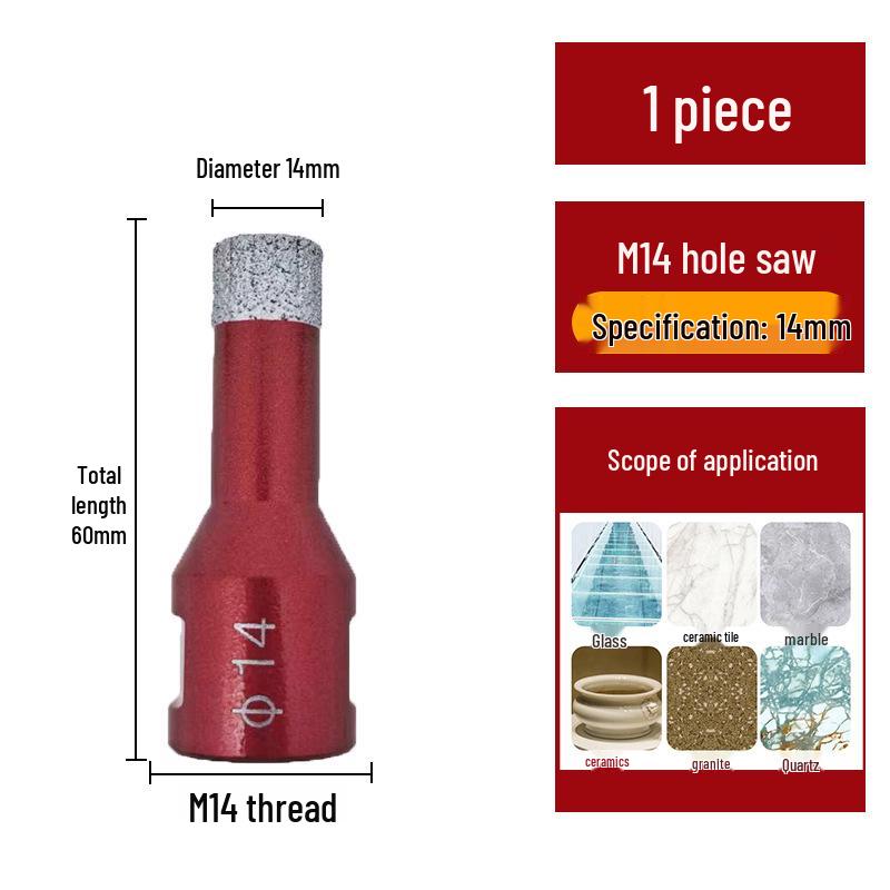 M14 Алмазная коронка паяная для плитки, мрамора, камня, стекла - Насадка для угловой шлифмашины для расширения отверстий